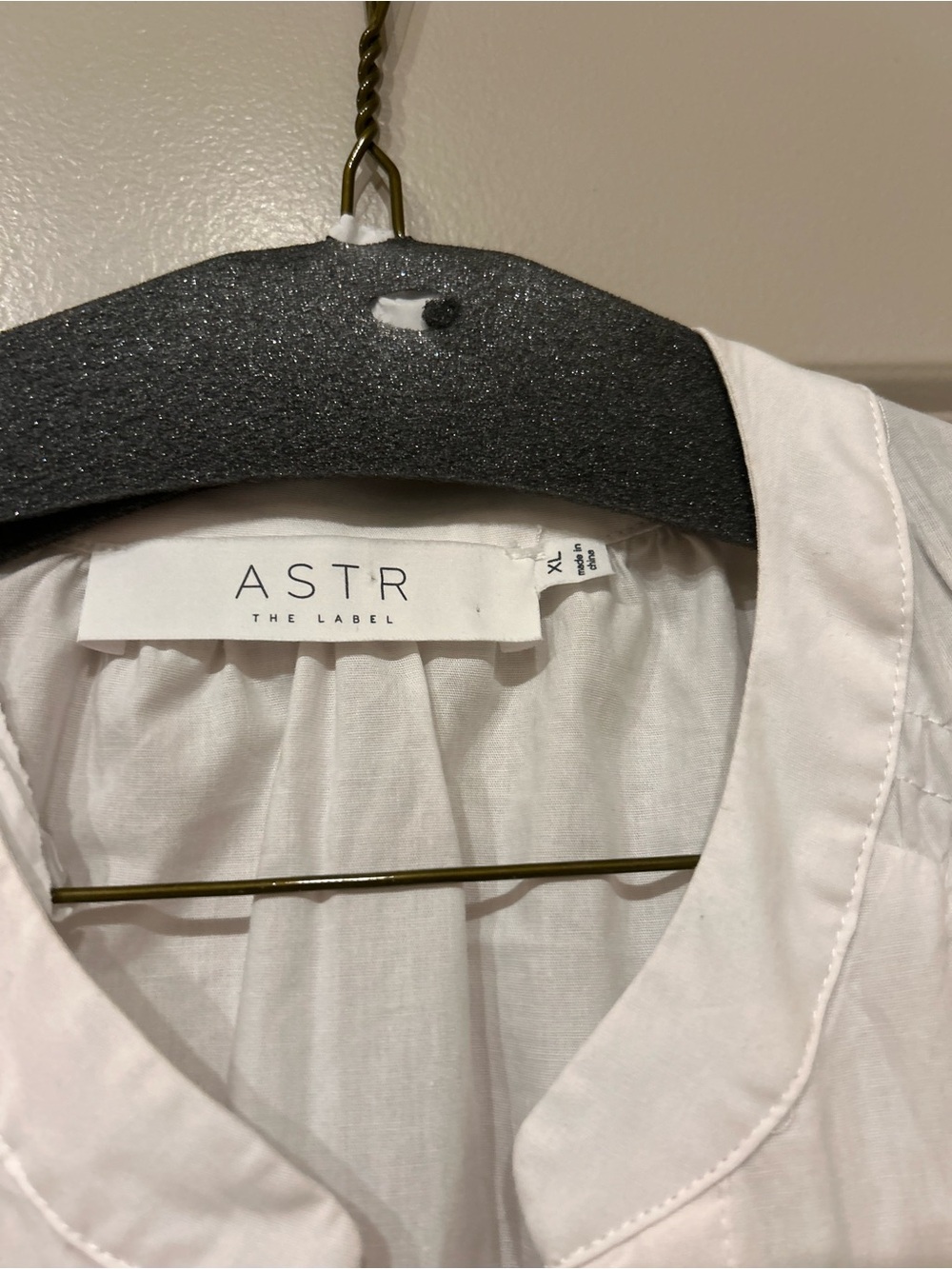 Astr White Long Sleeve Collared Women's Dress